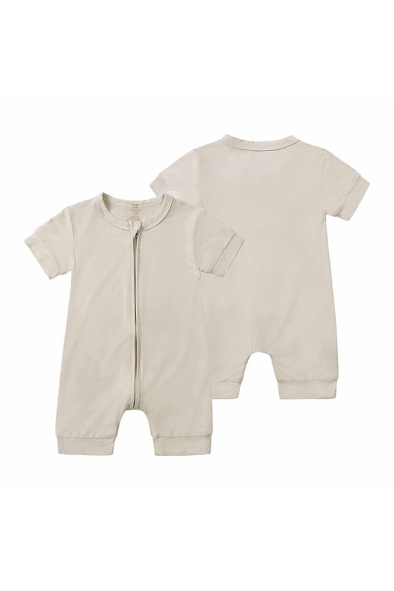 Unisex Baby Romper Newborn Zipper Toddler Baby Boys Girls Bodysuit Summer Short Sleeve Romper Jumpsuit for 3-6 Months