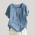 thumbnail image 1 of Rciityk Up to 50% off Women's T-Shirt Casual Short Sleeve Loose Comfy Tops Summer Solid Color Button for Women - Summer Savings Clearance, 1 of 5