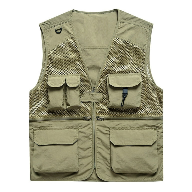 Rciityk V-Neck Multi-Pockets Polyester, Journalist Vest (Men's