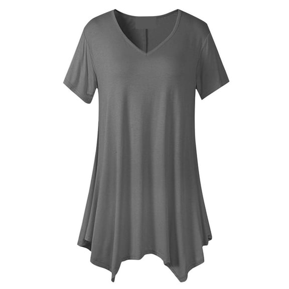 Rciityk V Neck T Shirts for Women Summer Tops Casual Loose Solid Color Short Sleeve Shirts Lightweight Tunic T-shirts