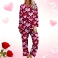 thumbnail image 1 of Rciityk Valentines Pajamas for Women Ladies Pajamas Sets Casual Long Sleeve Cute Heart Print Crew Neck Casual Tops with Pants Pjs Sets, 1 of 6
