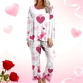 thumbnail image 1 of Rciityk Valentines Pajamas for Women Ladies Pajamas Sets Casual Long Sleeve Cute Heart Print Crew Neck Casual Tops with Pants Pjs Sets, 1 of 6