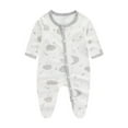 thumbnail image 1 of Rciityk White Baby Girls Boys Footie Pajamas Rompers Unisex Infant Cute Printed Crewneck Jumpsuits Newborn Baby Long Sleeve Button Up Footie Bodysuit, 1 of 2