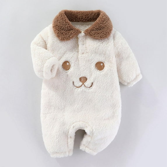 Rciityk White Newborn Baby Girls Boys Cute Fleece Footie Rompers Winter Toddler Infant Crewneck Long Sleeve Warm Jumpsuit Pajamas