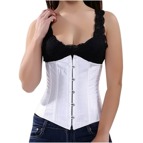 Rciityk White Women Waist Trainer Underbust Waist Cincher Corset Sport Girdle Hourglass Body Shaper Tummys Control Belly - Spring/Summer Savings Clearance