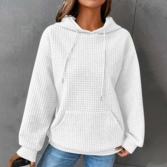 Rciityk Women Hoodie Sweatshirt Trendy Solid Long Sleeve Crew Neck Pullover Tops Casual Loose Sweatshirt Fall Winter