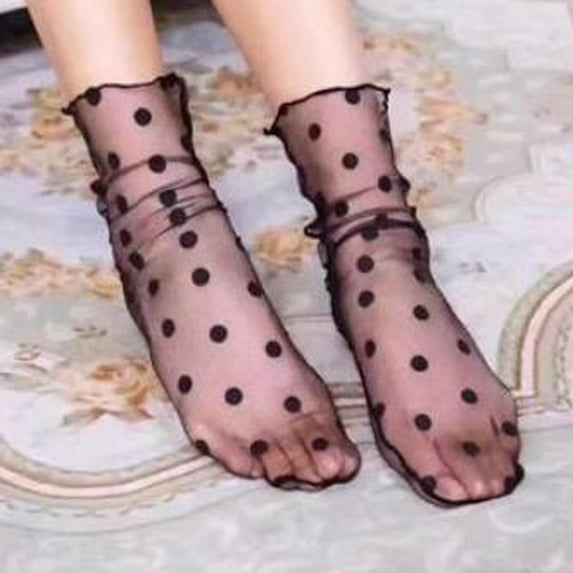 Rciityk Women Sheer Lace Socks Lightweight Breathable Mesh Socks Loose Clear Socks Summer Ultra Thin Cool Invisible Socks Mother's Day Gifts
