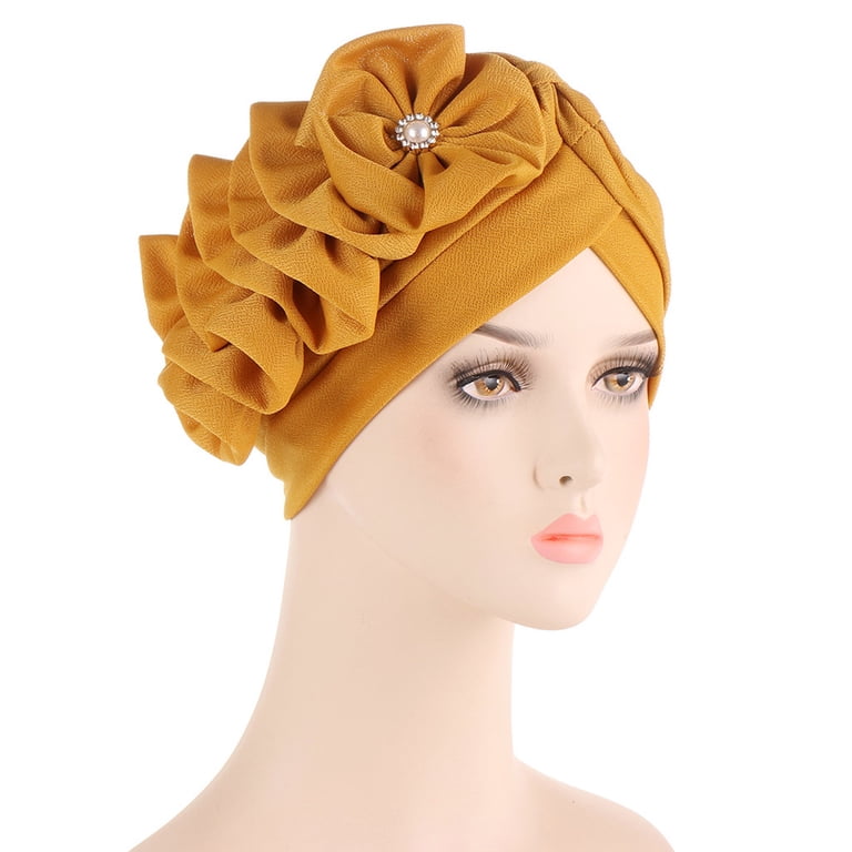 Rciityk Women Turban Flower Pattern Headwrap Sleep Beanie Pre-Tied