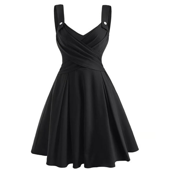 Rciityk Women's 1950s Retro Vintage Spaghetti Strap Cocktail Swings Dresses Swings Dress Rockabilly Prom Party Tea Dress