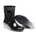 thumbnail image 1 of Rciityk Women's Ankle High Rain Boots Side Zipper Wedge High Heel Waterproof Shoes Bootie - Summer's Best Shoes, 1 of 9