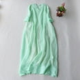 thumbnail image 1 of Rciityk Women's Cotton Linen Dress Casual Loose Sundress Long Dress Short Sleeve Maxi Dresses Summer Plus Size Beach Dress, 1 of 5