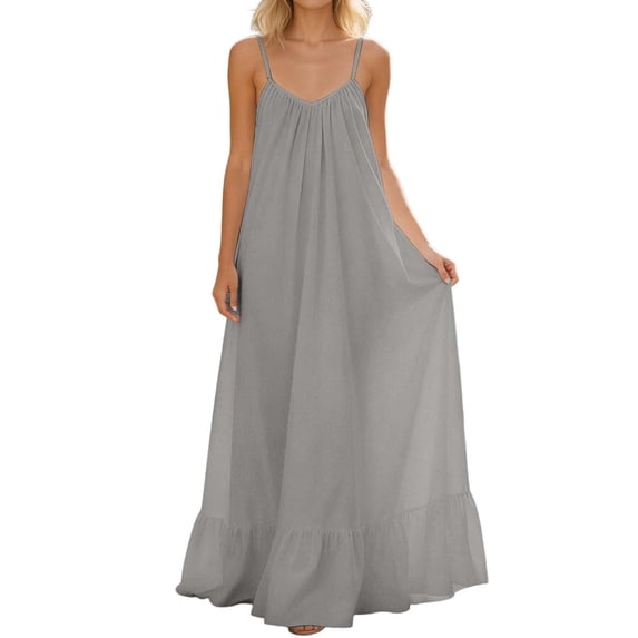 Rciityk Women's Cotton Linen Dress Casual Loose Sundress Long Dress Short Sleeve Maxi Dresses Summer Plus Size Beach Dress