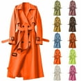thumbnail image 1 of Rciityk Women's Double Breasted Long Trench Coat Windproof Classic Lapel Slim Overcoat with Belt Casual Solid Color Dress Jacket with Pockets Fall Fashion Outfits, 1 of 6