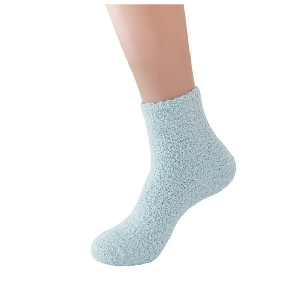 Rciityk Women's Fuzzy Slipper Socks Winter Daily Casual Home Sleeping Socks Solid Warm Cozy Fleece Soft Mid Tube Socks