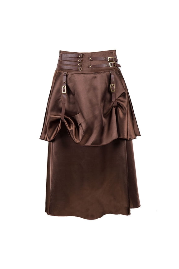 Women's Gothic Steampunk Skirt High Waist Pirate Midi A-Line Skirts