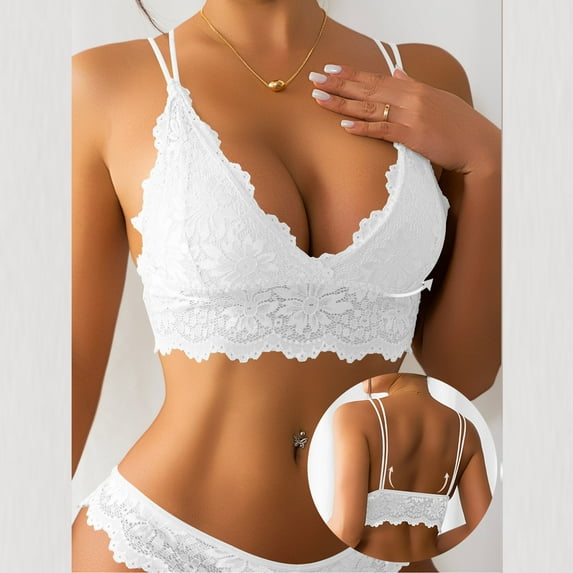 Rciityk Women's Lace Bralette, Padded Longline Bralettes, Backless Wireless Bras for Women