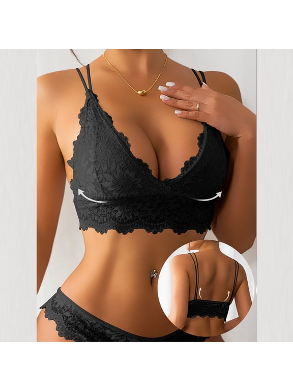 Women's Lace Bralette, Padded Longline Bralettes, Backless Wireless Bras for Women