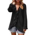 thumbnail image 1 of Rciityk Women's Long Sleeve Cardigan Casual Ruffle V-neck Tie Solid Cardigan Fall Lightweight Open Front Cardigan, 1 of 5
