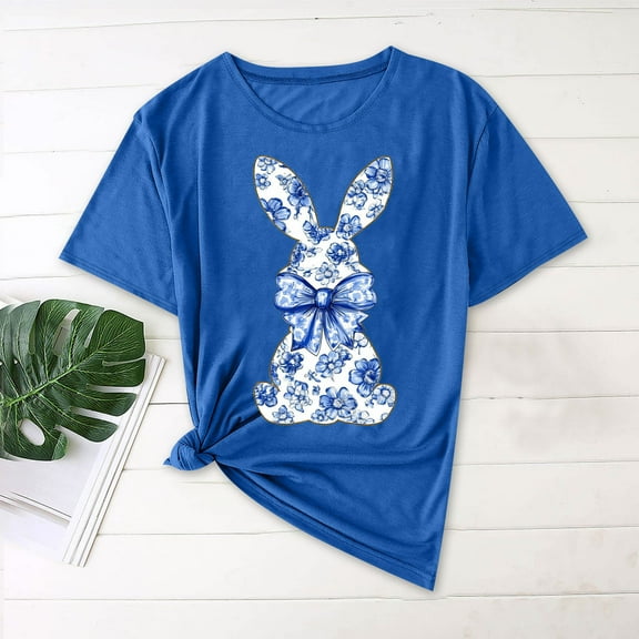 Rciityk Women's Oversized T Shirts Summer Short Sleeve Round Neck Plus Size Tops Trendy Cute Rabbits Graphic Tee Blouses