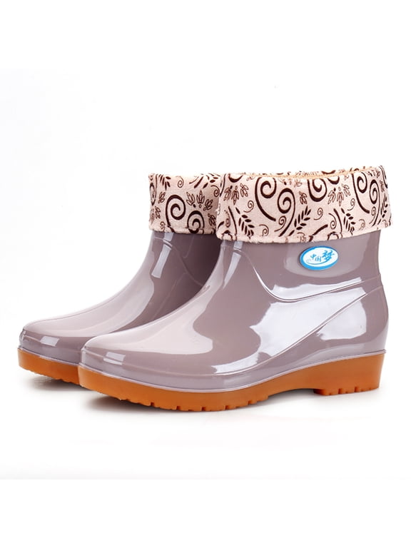 Women's Rain Shoes Ankle Height Rubber Garden Boots Insulated Water Windproof for Mud Working Outdoor - Summer's Best Shoes