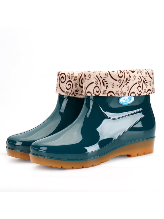 Women's Rain Shoes Ankle Height Rubber Garden Boots Insulated Water Windproof for Mud Working Outdoor - Summer's Best Shoes