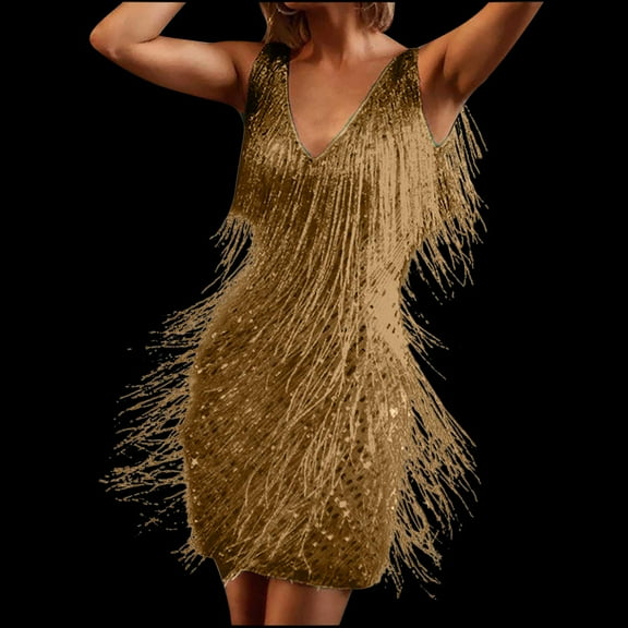 Rciityk Women's Sequin Cocktail Dresses 1920s Flapper Dress Fringe Mini Dresses Feather Sequins Feather Party Prom Dress