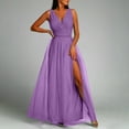 thumbnail image 1 of Rciityk Women's Summer Off the Shoulder Long Formal Dresses Sleeveless Ruched Bodycon Wedding Guest Slit Party Club Maxi Dress - Spring Saving Clearance, 1 of 9