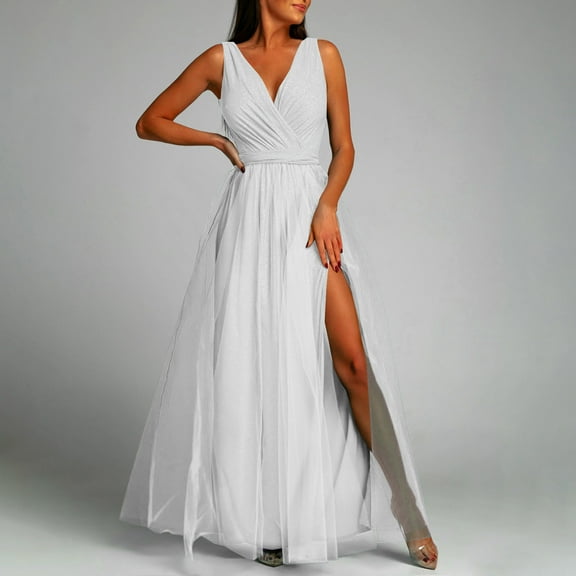 Rciityk Women's Summer Wrap Maxi Dress Casual Boho Floral V Neck Short Sleeve Ruffle Hem Split Beach Long Dresses