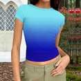 thumbnail image 1 of Rciityk Women's T-Shirt Casual Round Neck Short Sleeve Tops Gradient Color Slim Fits Crop Tee Blouses Summer Spring OutFits, 1 of 6