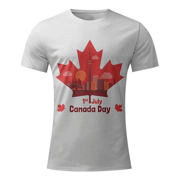 Rciityk Women's T-Shirts - Canada Maple Leaf T Shirt - Summer Round Neck Short Sleeve Tops - Casual Vintage Tee