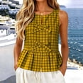 thumbnail image 1 of Rciityk Women's Tank Tops Summer Vacation Outfits Crew Neck Ruffled Hem Sleeveless Blouse - Beach Vacation Clothes, 1 of 7
