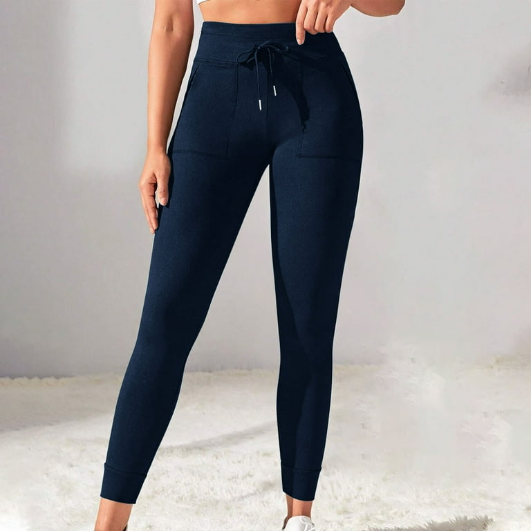 Rciityk Women s Workout Leggings Pants High Waist Drawstring Yoga Pants with Pockets Athletic Running Tights Pants Fall Savings Clearance Walmart
