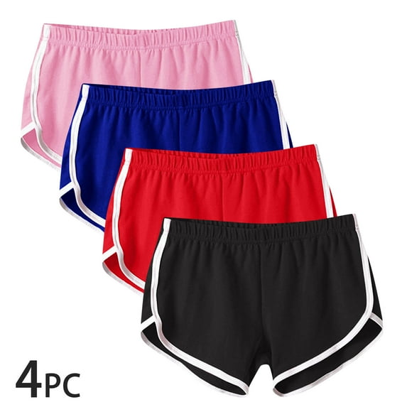 Rciityk Women's Workout Yoga Gym Shorts Summer Casual Dolphin Sport Shorts Elastic Waist Running Shorts 4 Pack - Summer Savings Clearance