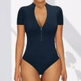 thumbnail image 1 of Rciityk Women's Zipper Short Sleeve Bodysuits Tummys Control Slimming Shapewear V Neck T-shirt Body Shaper - Spring/Summer Savings Clearance, 1 of 5