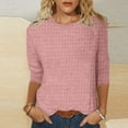 thumbnail image 1 of Rciityk Womens 3/4 Length Sleeve Tops Summer Crew Neck Solid Trendy Blouses Daily Casual Loose Pullover T-shirt, 1 of 5