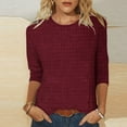 thumbnail image 1 of Rciityk Womens 3/4 Length Sleeve Tops Summer Crew Neck Solid Trendy Blouses Daily Casual Loose Pullover T-shirt, 1 of 5