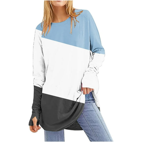 Rciityk Womens Fall Tops Fashion Long Sleeve Tunic Pullover Tops Casual Crew Neck Basic T-Shirts Blouse Fall Spring Tops
