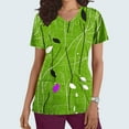 thumbnail image 1 of Rciityk Womens Scrub Tops Summer Causal Floral Printed Nursing Uniform Stretch V Neck Short Sleeve Workwear Blouse with Pockets Green L, 1 of 5