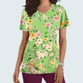 thumbnail image 1 of Rciityk Womens Scrub Tops Summer Causal Floral Printed Nursing Uniform Stretch V Neck Short Sleeve Workwear Blouse with Pockets Green L, 1 of 5