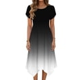 thumbnail image 1 of Rciityk Womens Summer Midi Dresses Gradient Print Round Neck Short Ruffle Sleeve Irregularly Sundresses Casual Springs Dress, 1 of 6