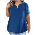 thumbnail image 1 of Rciityk Womens Summer Plus Size Tops Short Sleeve V Neck Solid Color T Shirts Casual Oversized Tees Tops - Summer Savings Clearance, 1 of 5