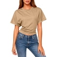 thumbnail image 1 of Rciityk Womens Summer Tops Casual Crew Neck Short Sleeve Shirt Blouses Solid Color Tapered Waist Crop T Shirts Going Out Tops, 1 of 7