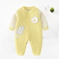 thumbnail image 1 of Rciityk Yellow Toddler Boys Girls Rompers Fall Clothes Baby Girls Boys Footless Pajamas Jumpsuits Unisex Infant Crew Neck Button Up Long Sleeve Sleep and Play, 1 of 5