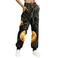 thumbnail image 1 of Rciityk Yellow Women's Casual Baggy Sweatpants Halloween Pumpkin Print Elastic High Waisted Joggers Pants with Pockets, 1 of 3