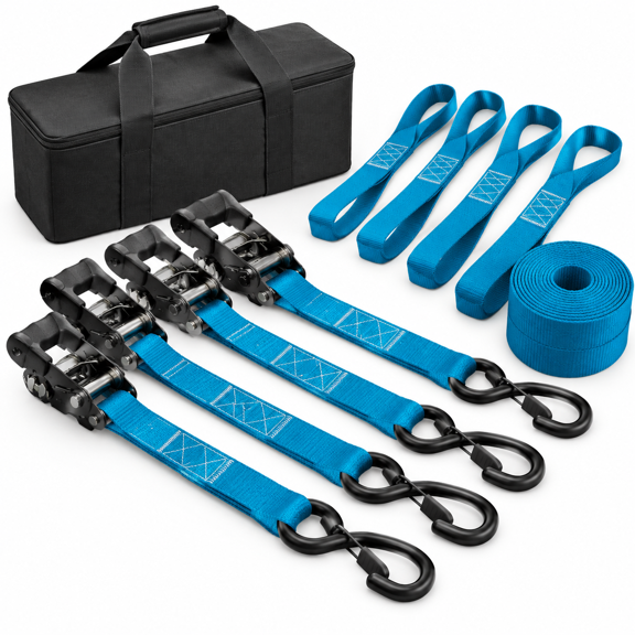Rcycle Ratchet Tie Down Straps With Soft Loops 1.5" X 8'