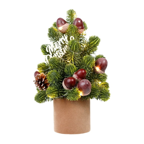 Rdausd 12.6x8.3 Inch Pre-Lit Tabletop Christmas Tree, Artificial Potted ...