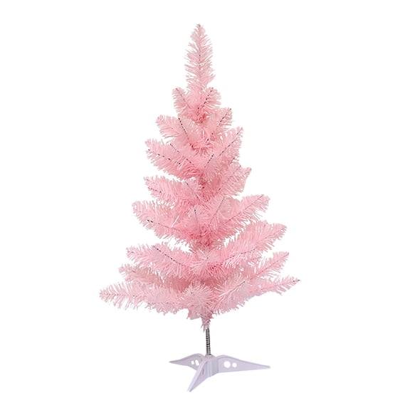 Rdausd 17.7 Inch Pink Mini Tabletop Christmas Tree, 45 Tips Small Artificial Xmas Tree with Solid Base, Cute Pastel Holiday Desktop Decoration for Home Bedroom