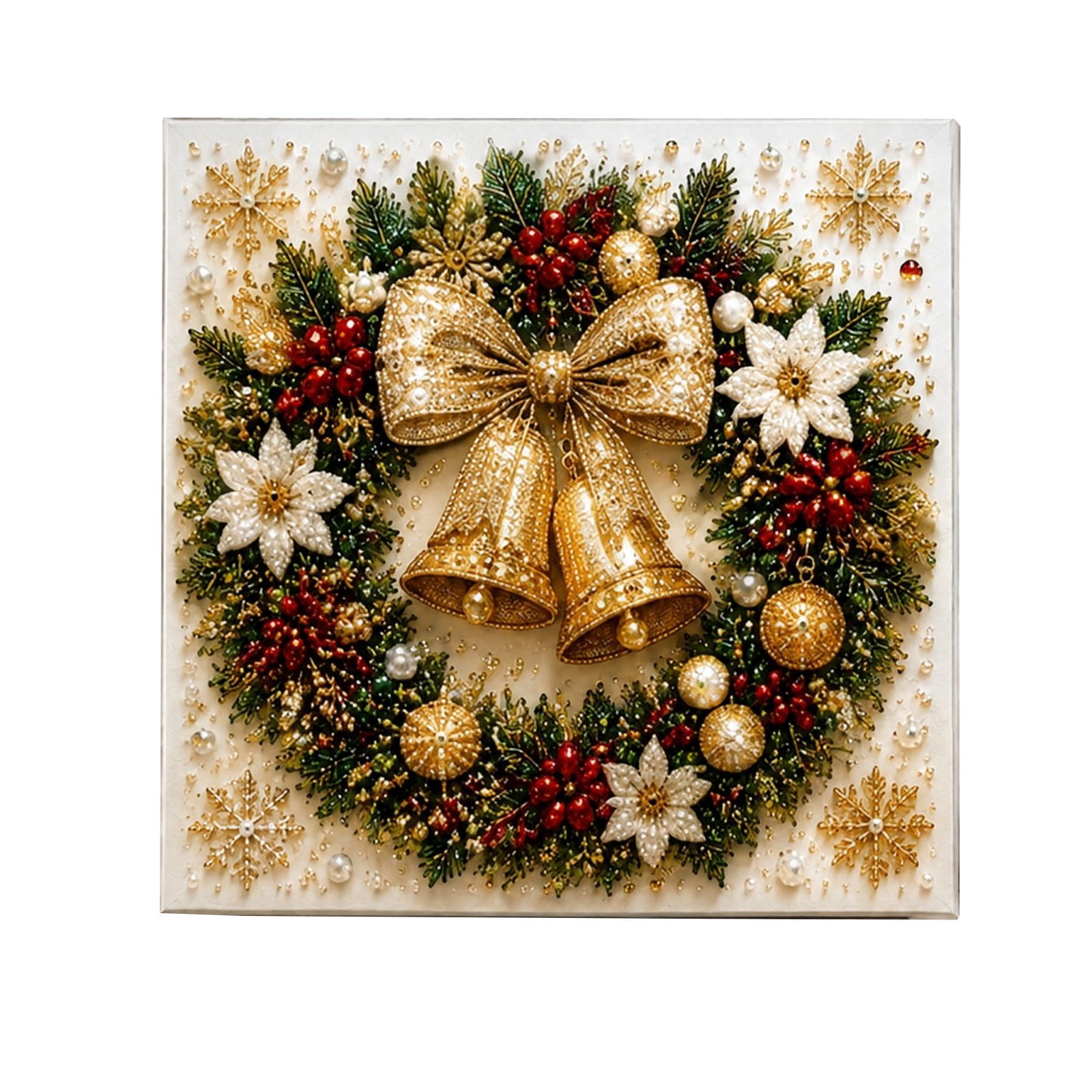 Rdausd 7.87 inch Wreath with White Flowers Diamond Art Painting Kit ...