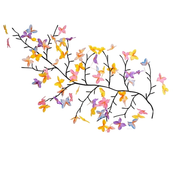Rdausd 74x31.5 Inch Lighted Willow Vine with Butterflies, 96 LED Flexible Tree Branch Lights, USB Remote Control Wall Garland for Bedroom Living Room Spring Decor