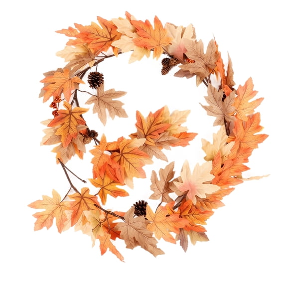 Rdausd 8.9 Ft Real Touch Maple Leaf Garland, Handcrafted and Reusable, Easy to Fluff, Fall Garland for Mantel, Fireplace, Staircase Railing and Front Door